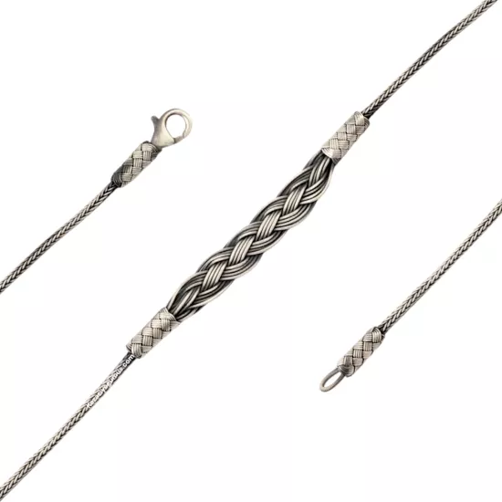 1000 Ayar Örgü Model Gümüş Kazaziye Bileklik