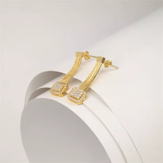 925 Ayar 3 Sıra Baget Trabzon Hasırı Gümüş Küpe