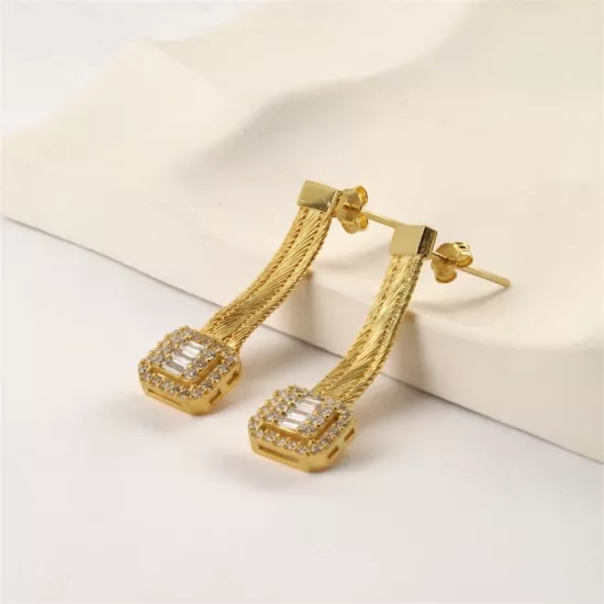 925 Ayar 3 Sıra Baget Trabzon Hasırı Gümüş Küpe