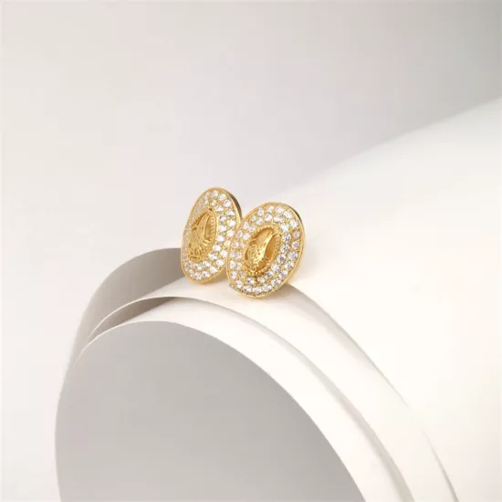 925 Ayar Taşlı Tuğra Model Trabzon Hasırı Küpe