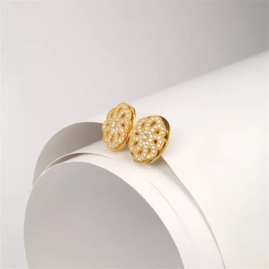 925 Ayar Taşlı Çiçek Model Trabzon Hasırı  Küpe