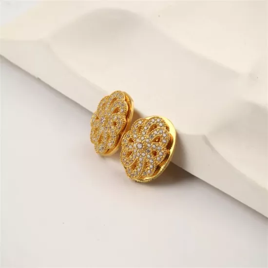 925 Ayar Taşlı Çiçek Model Trabzon Hasırı  Küpe