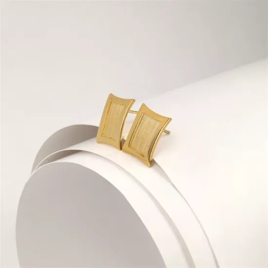 925 Ayar Kare Model Trabzon Hasırı Gümüş Küpe