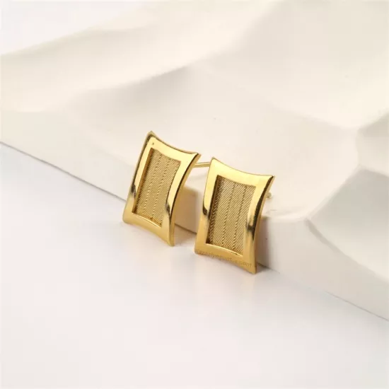 925 Ayar Kare Model Trabzon Hasırı Gümüş Küpe