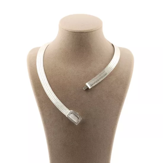 5 Sıra Trabzon Hasırı Taşlı Kilit Gümüş Gerdanlık