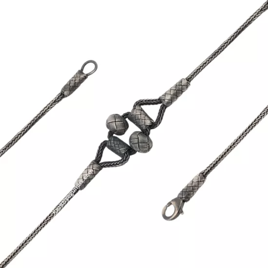 1000 Ayar Kazaziye İki Toplu Oksitli Gümüş Bileklik