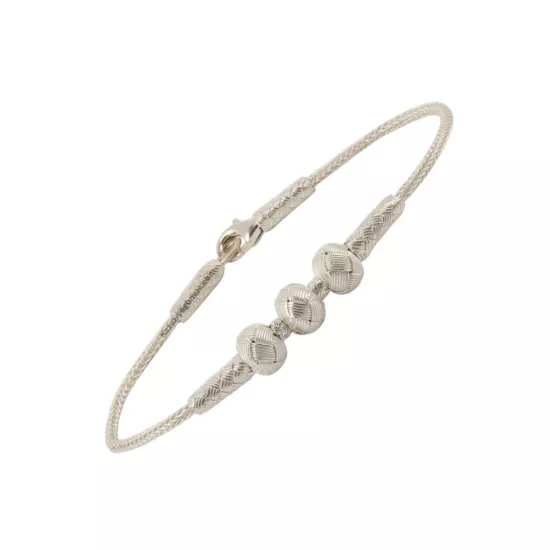 1000 Ayar Kazaziye Üç Toplu Beyaz Gümüş Bileklik