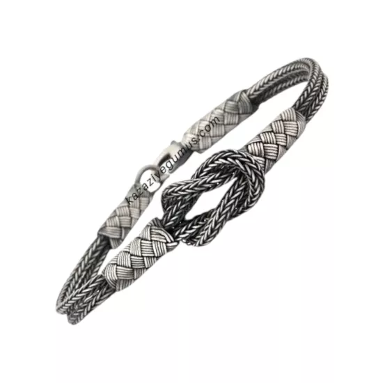 1000 Ayar Gemici Düğümü Oksitli Gümüş Bileklik