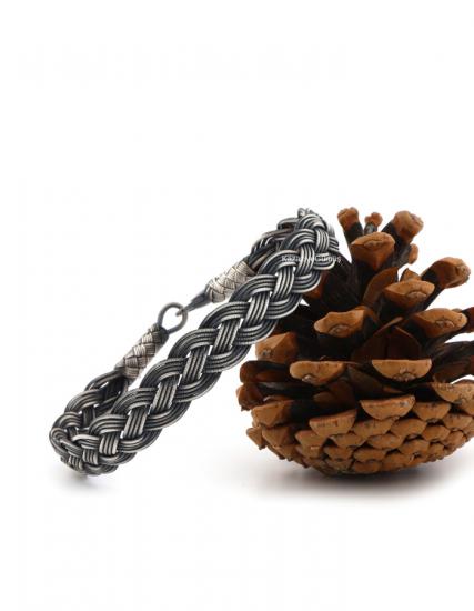 Oxide Silver Kazaziye Four Row Knitted Bracelet