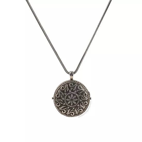 925 Ayar Otantik Motif İşlemeli Gümüş Muska Kabı