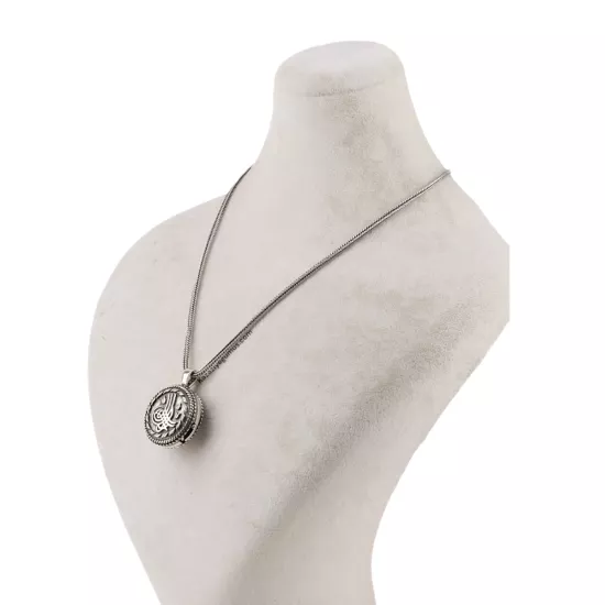 925 Ayar Tuğra İşlemeli Muska Kabı Gümüş Kolye