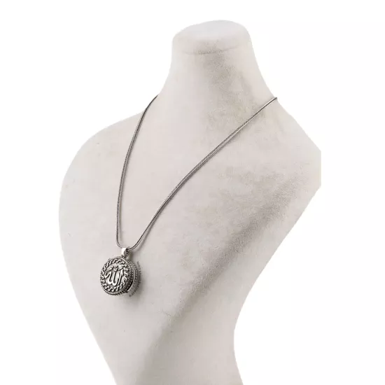 925 Ayar Allah İşlemeli Muska Kabı Gümüş Kolye