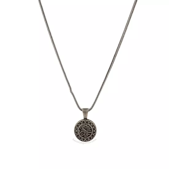 925 Ayar Besmele i Şerif İşlemeli Cevşen Gümüş Kolye