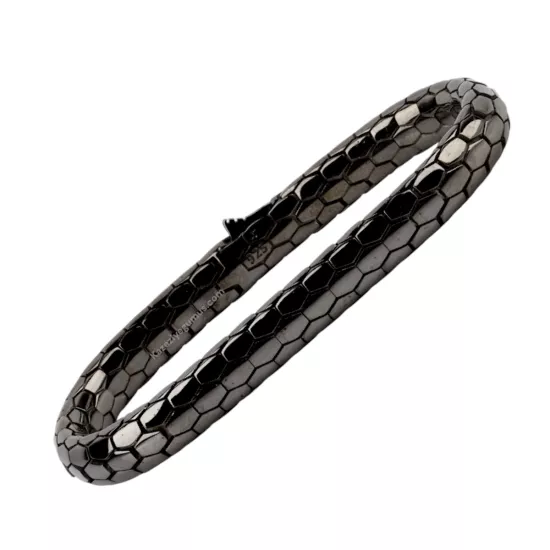 925 Ayar Siyah Snake Vip Gümüş Bileklik