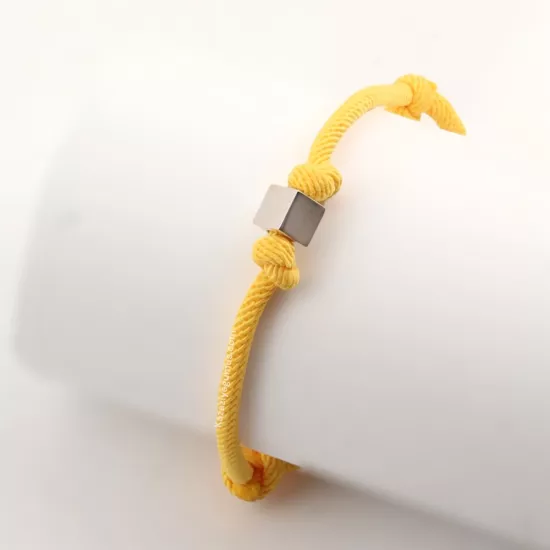 925 Ayar Sarı Unisex Küp İp Bileklik