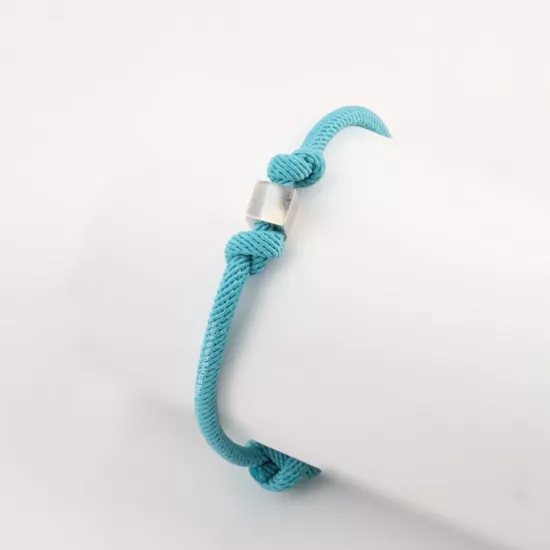 925 Ayar Turkuaz Unisex Küp İp Bileklik