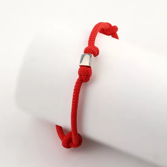 925 Ayar Kırmızı Unisex Küp İp Bileklik