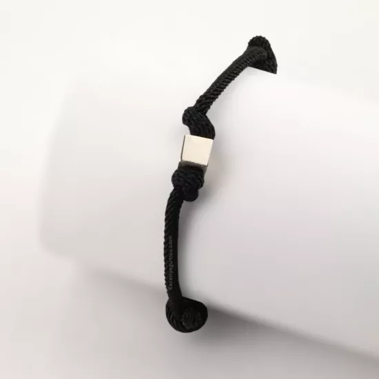 925 Ayar Siyah Unisex Küp İp Bileklik