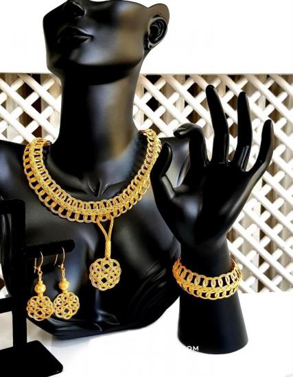 Gold Plated Kazaziye Womens Necklace Set