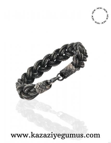 Kazaziye Wide Knitted Silver Bracelet