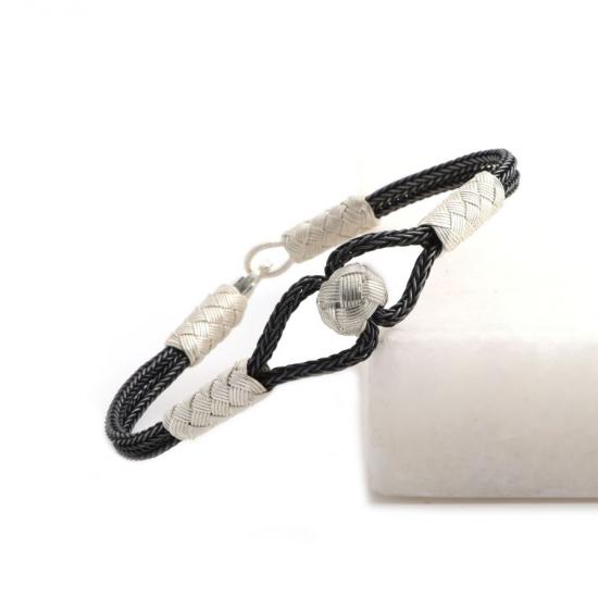 Kazaziye Midfielder Black White Silver Bracelet