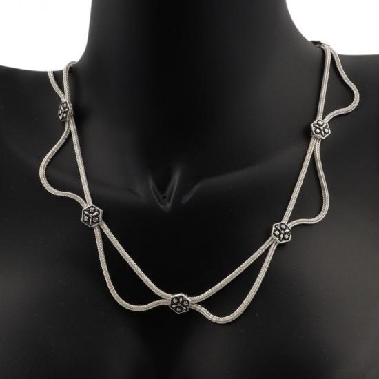 Mardin Straw Oxidized Silver Necklace