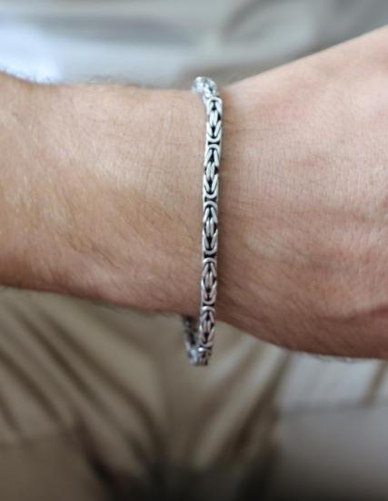 King 4 mm Mens Silver Bracelet