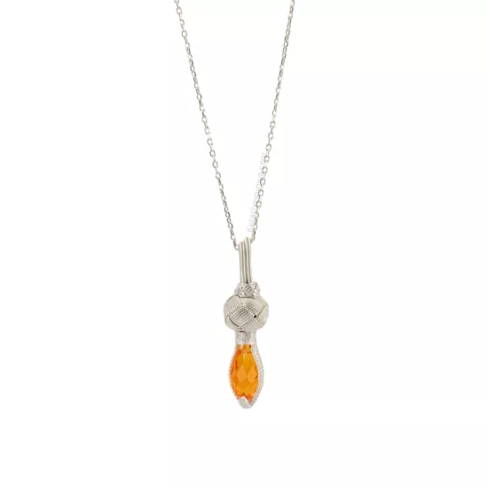 Kazaziye Turuncu Taşlı Kadın Gümüş Kolye