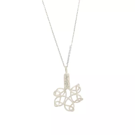 1000 Ayar Kazaziye Çiçek Düğümlü Gümüş Kolye