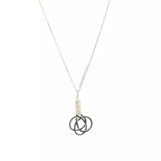 1000 Ayar Beyaz Siyah Mini Kazaziye Gümüş Kolye