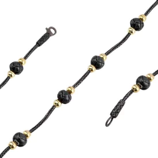 1000 Ayar Kazaziye Top Oksitli Gümüş Bileklik 