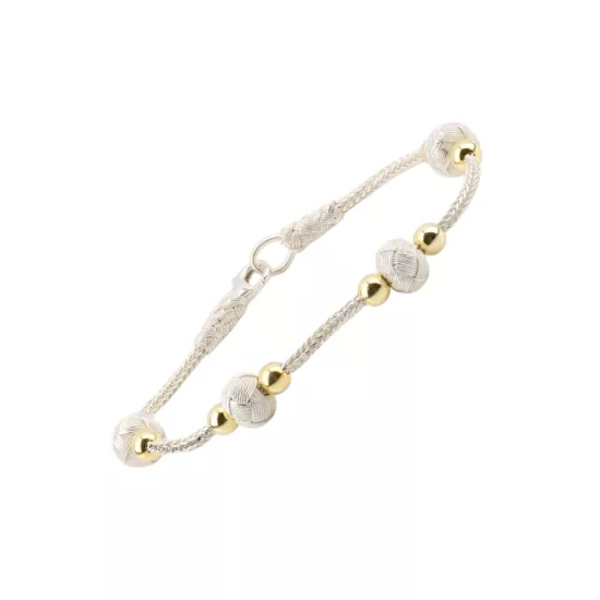 1000 Ayar Kazaziye Top Oksitli Gümüş Bileklik 