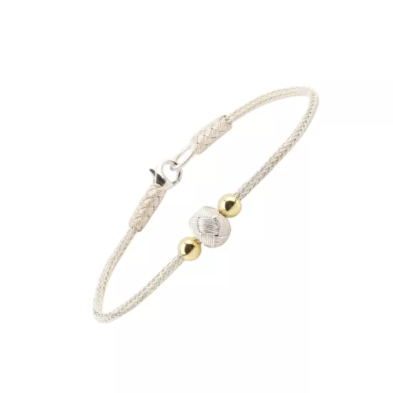 1000 Ayar Kazaziye Sarı Top Gümüş Bileklik