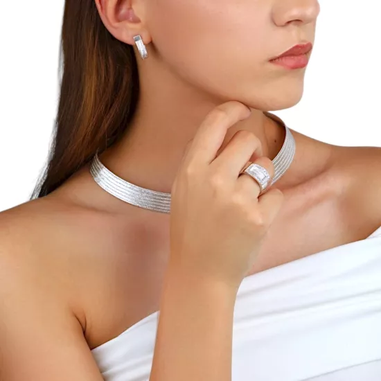 925 Ayar Taşlı Trabzon Hasırı Gümüş Yüzük