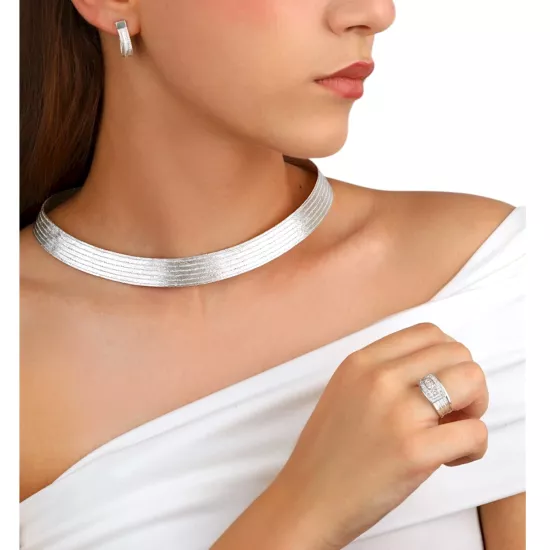 925 Ayar Prenses Model Trabzon Hasırı Gümüş Yüzük