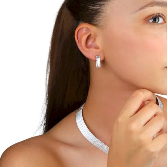 925 Ayar 3 Sıra Trabzon Hasırı Gümüş Küpe