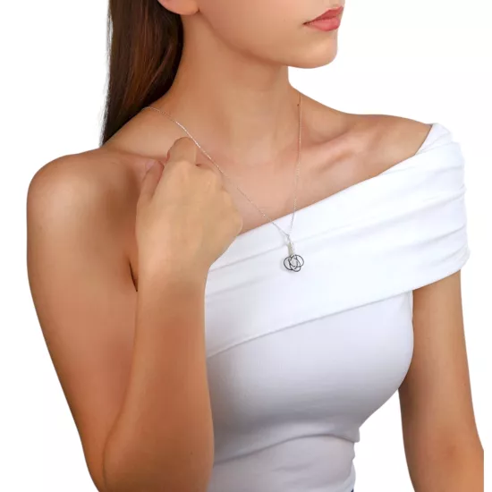 1000 Ayar Beyaz Siyah Mini Kazaziye Gümüş Kolye