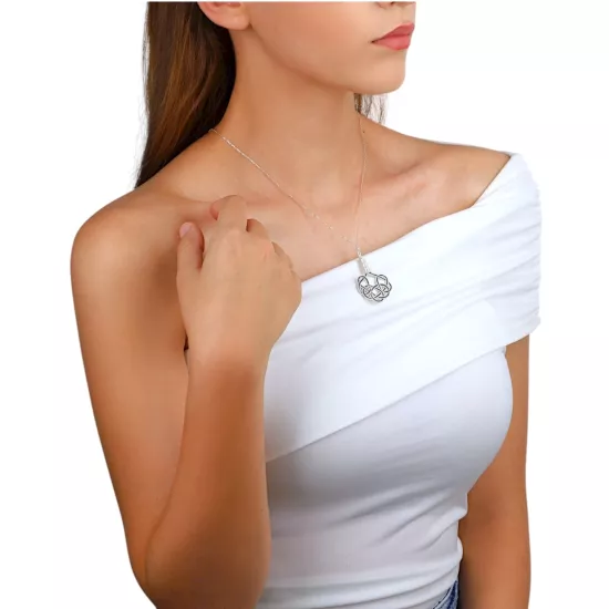 1000 Ayar Beyaz Siyah Kazaziye Gümüş Kolye