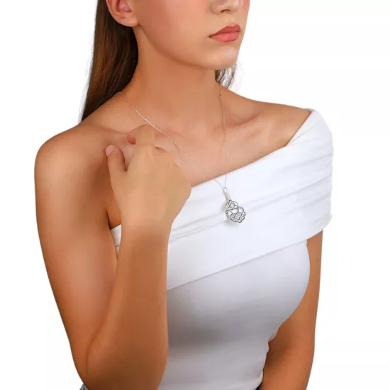 1000 Ayar Beyaz Top Kazaziye Gümüş Kolye