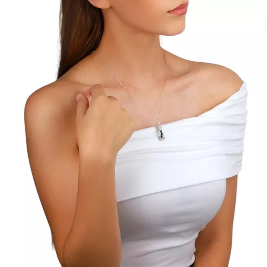 1000 Ayar Kazaziye Siyah Beyaz Toplu Oksitli Kolye