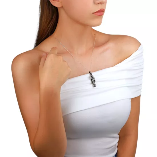 Kazaziye Gemici Oksitli Gümüş Kadın Kolye