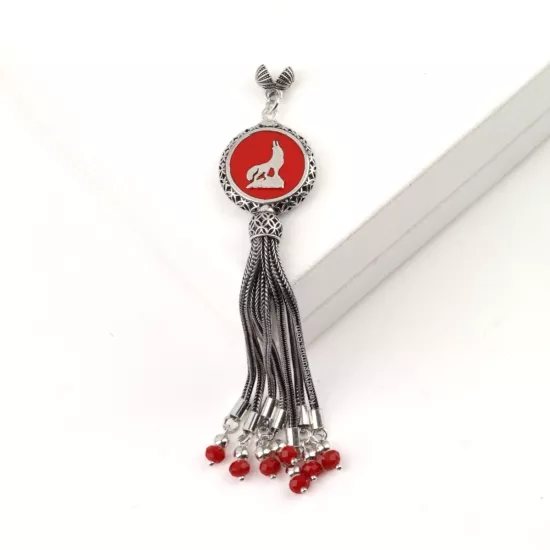 925 Ayar  Kırmızı Bozkurt Tespih Püskülü