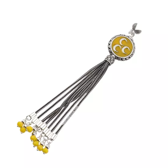 925 Ayar Üç Hilal Sarı Tespih Püskülü