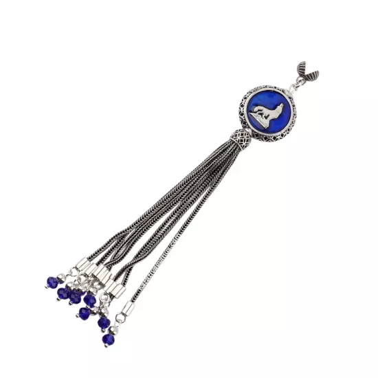 925 Ayar Bozkurt Lacivert Tespih Püskülü