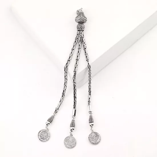 925 Ayar Kral Zincir İşlemeli Model Tespih Püskülü