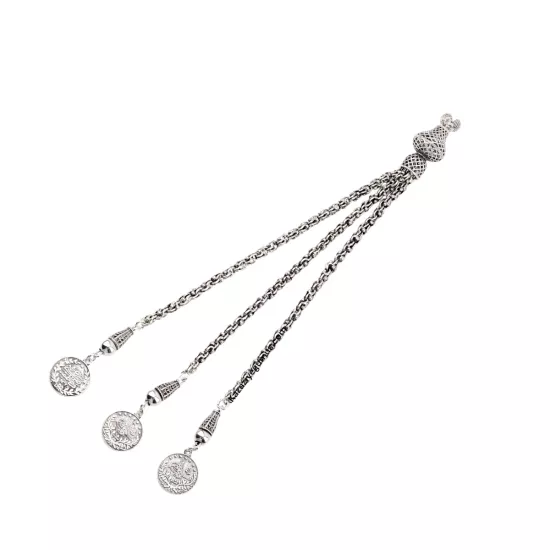 925 Ayar Arnavut Zincir İşlemeli Model Tespih Püskülü