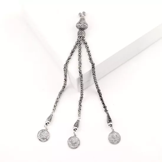 925 Ayar Arnavut Zincir İşlemeli Model Tespih Püskülü