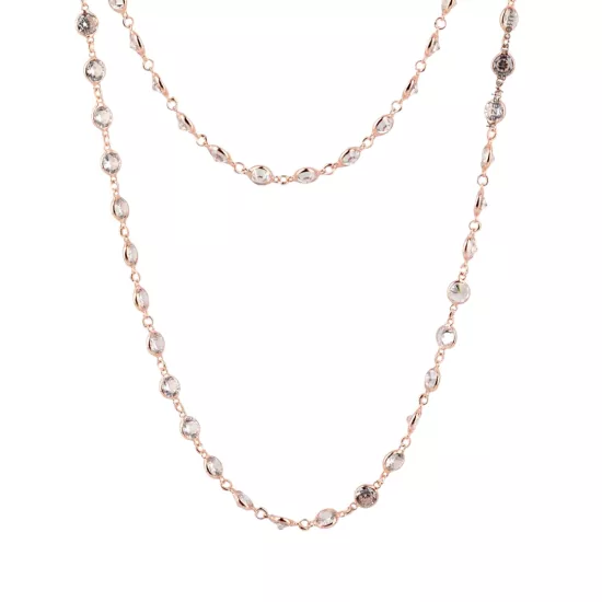 925 Ayar Sıra Taşlı Rose Kadın Zincir Kolye