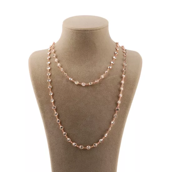 925 Ayar Sıra Taşlı Rose Kadın Zincir Kolye