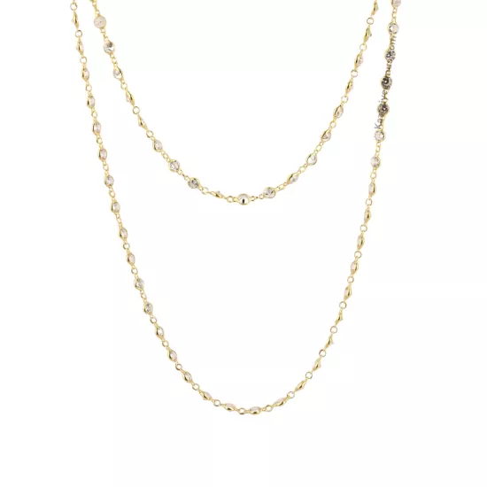 925 Ayar Sıra Taşlı Altın Kaplama Kadın Zincir Kolye